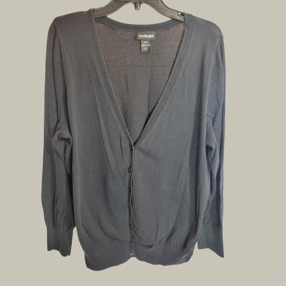Lane Bryant Cardigan Sweater Classic Minimalist Office Layering Knit Black 18/20